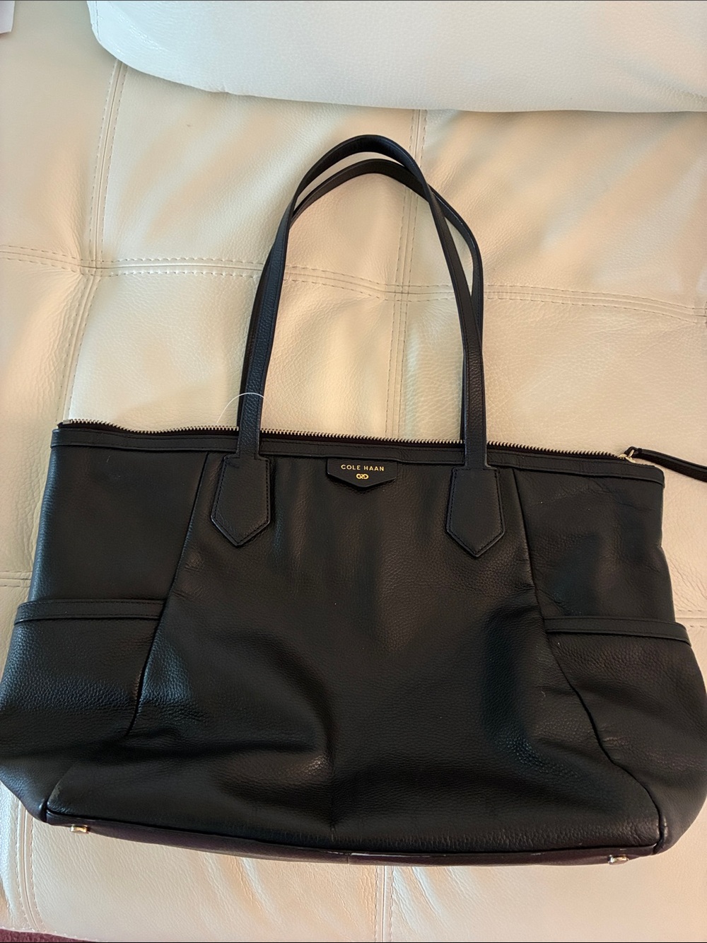 Cole Haan Black Leather Tote with Dual Top Handles